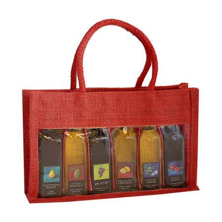 BELLA VITA Jute 6 Bottle Olive Oil Bags Red OJ6SAMPLERRED